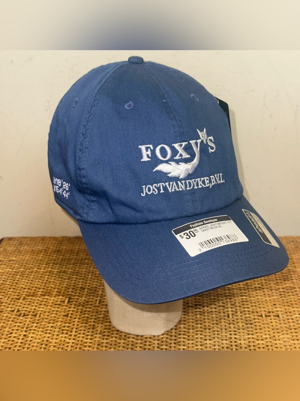 Ahead Foxy’s Classic Logo Cap Adults Adjustable 100% Cotton Blue Lightweight XL